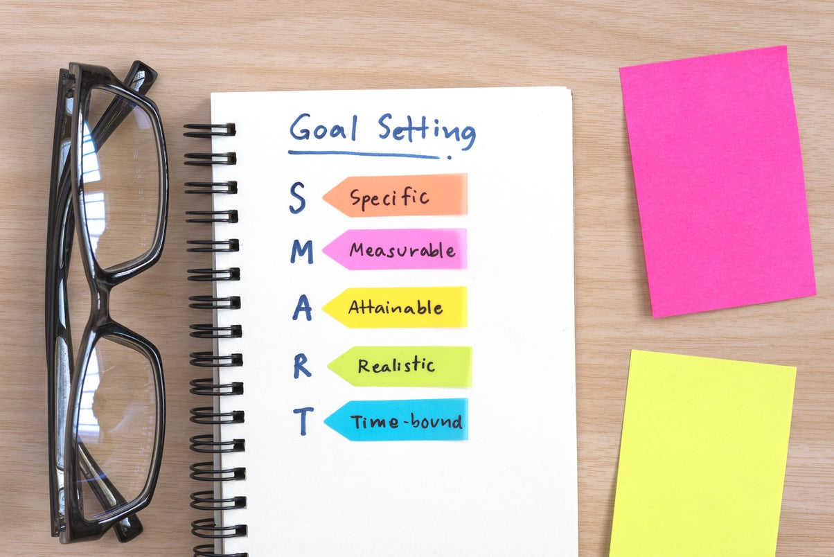 Hand writing definition for SMART goal setting